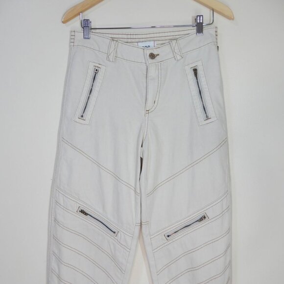 BDG Urban Outfitters Low Rise Tapered Moto Zipper JEANS Size 28 Ivory Denim NEW - Picture 5 of 13